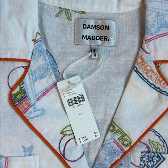 Damson Madder Chlo Linen Blend Button Down Short - Size 2 - NWT - Picture 2 of 3